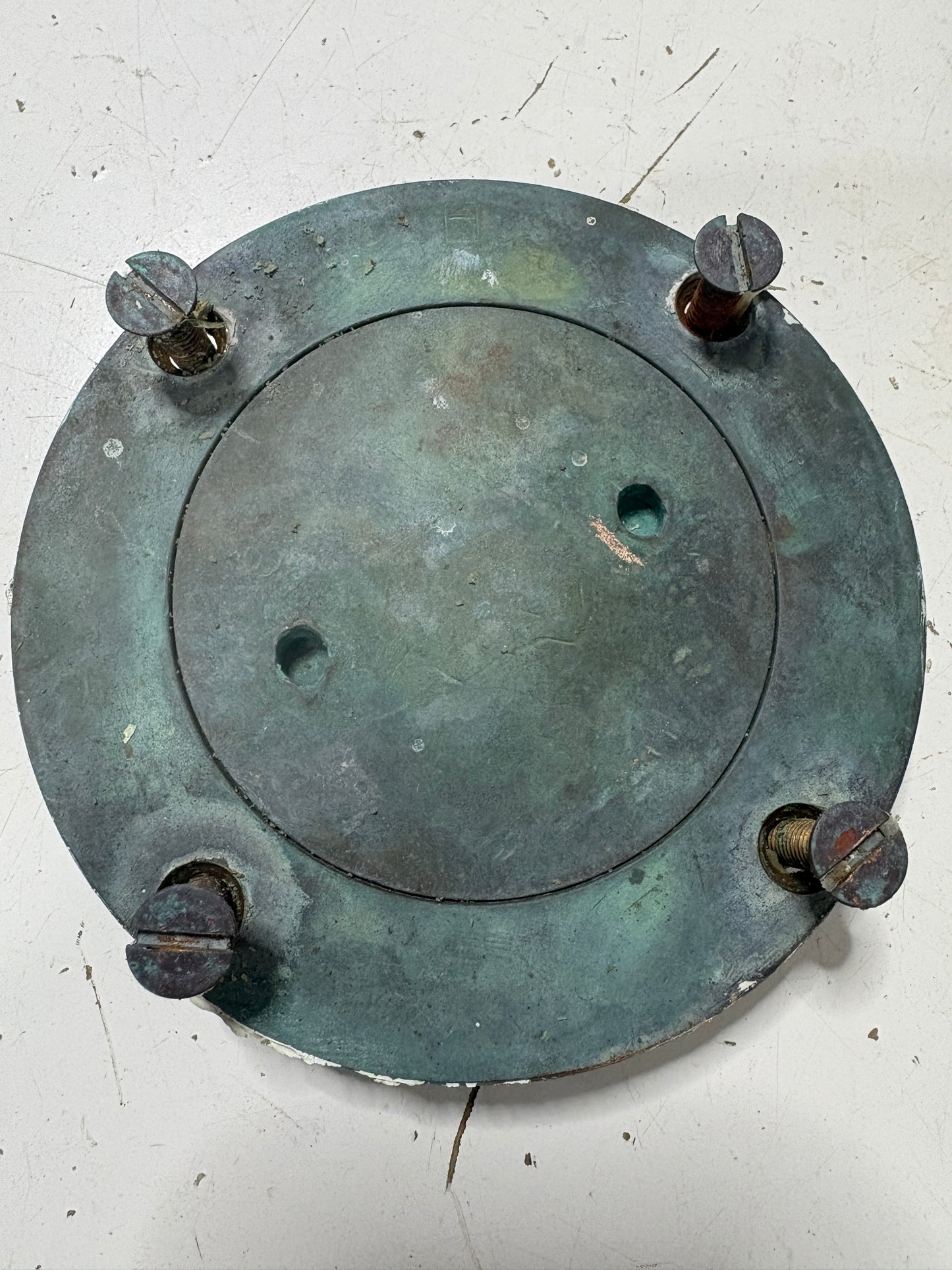 Vintage Bronze Deck Plate 5" dia (outside) off Tripp 30