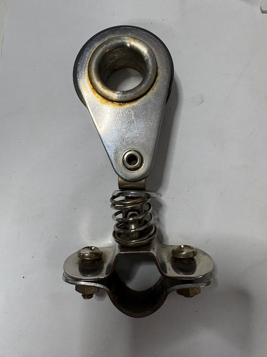 Stainless Steel Standing Block with Spring and Rail Mount 2" Sheave, 3/8" Line