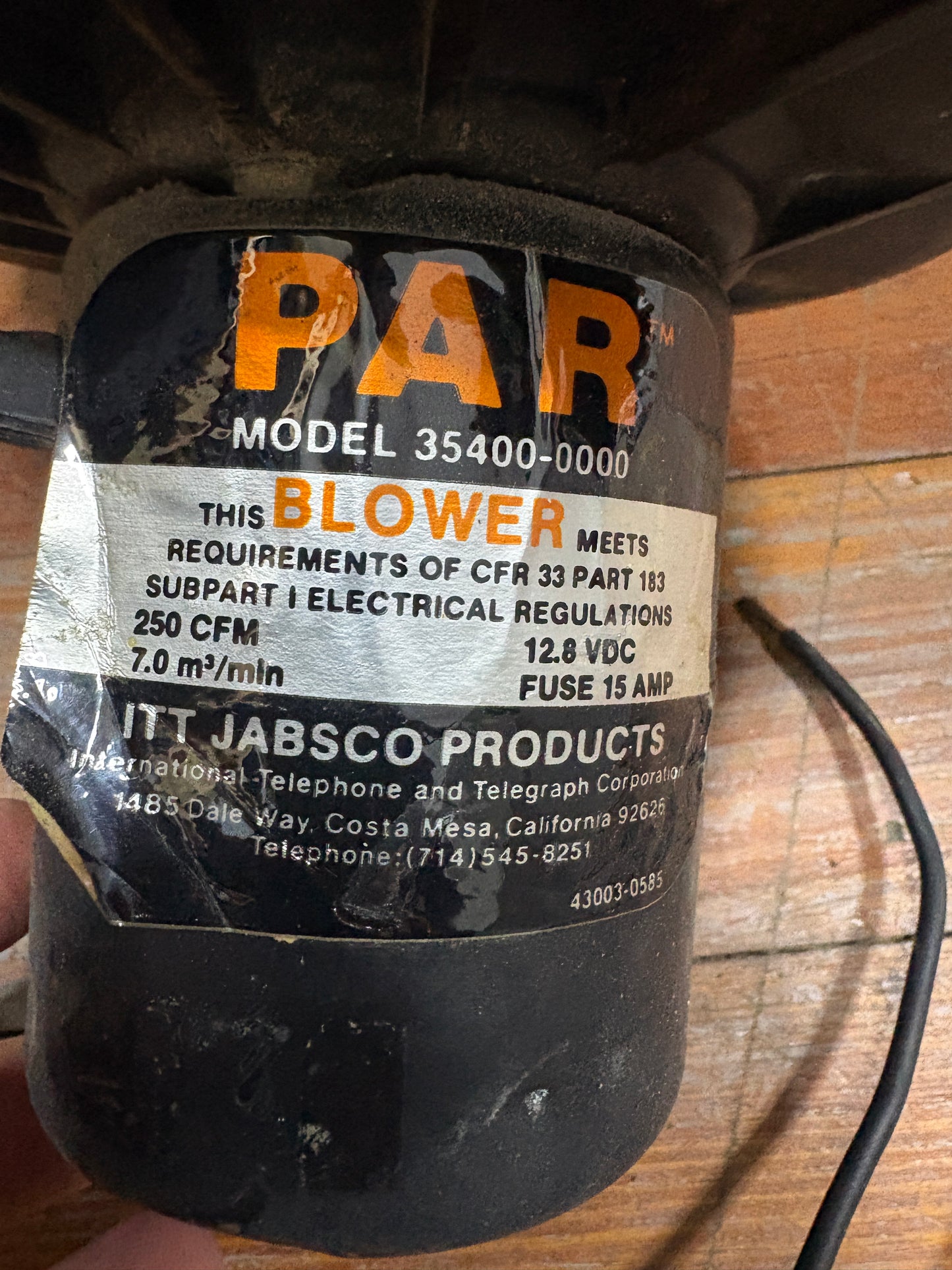 Jabsco PAR MOdel 35400-0000 Blower