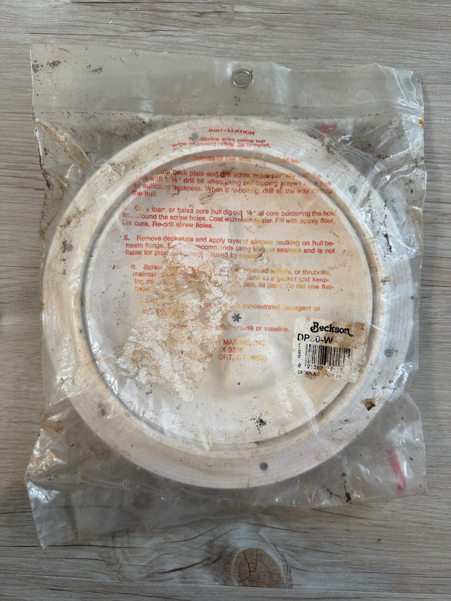 Beckson 6” Screw Out Plastic Deck Plate - NEW