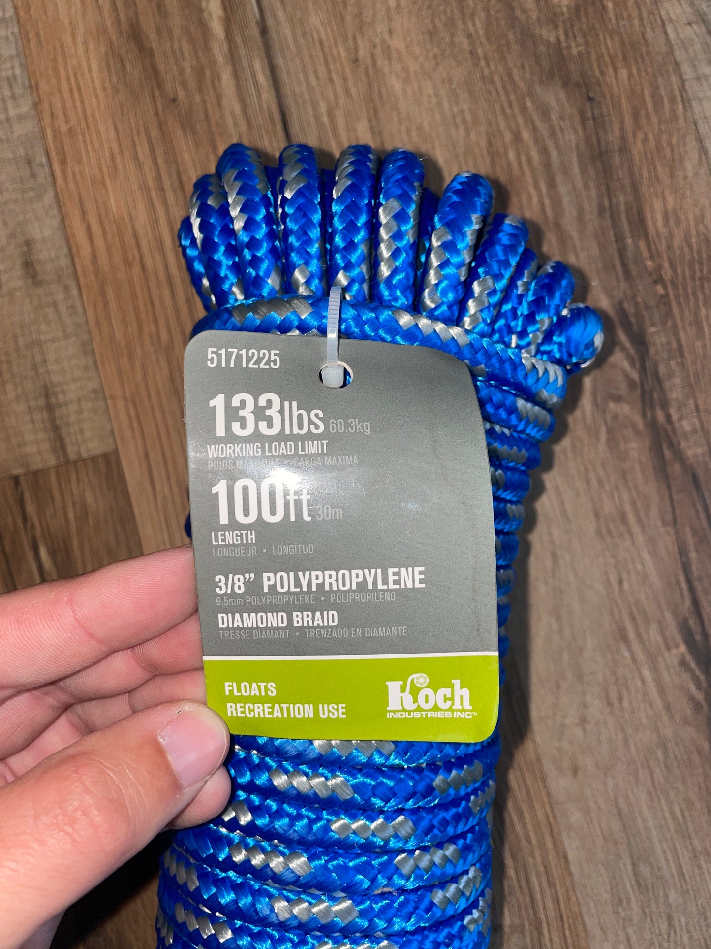 Koch 100’ OF 3/8” Polypropylene Diamond Braided Line NEW