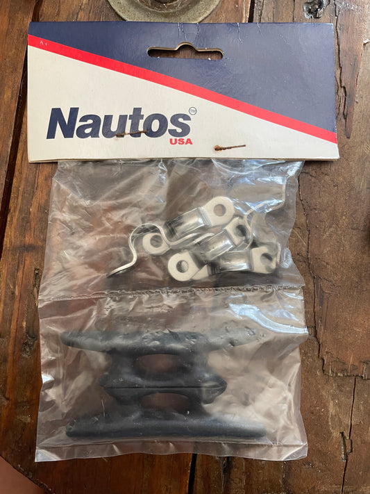 Nautos (2) 3 1/8” Plastic Cleats & (6) SS 1/2” Eye Strap NEW