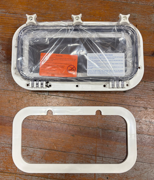 Gray Enterprises White Plastic Portlight  NEW 14 3/4 x 7 3/4"