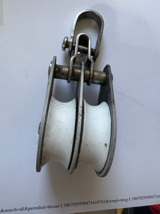 Schaefer Fixed Double Block 1 1/2" Sheave 3/8" Line max