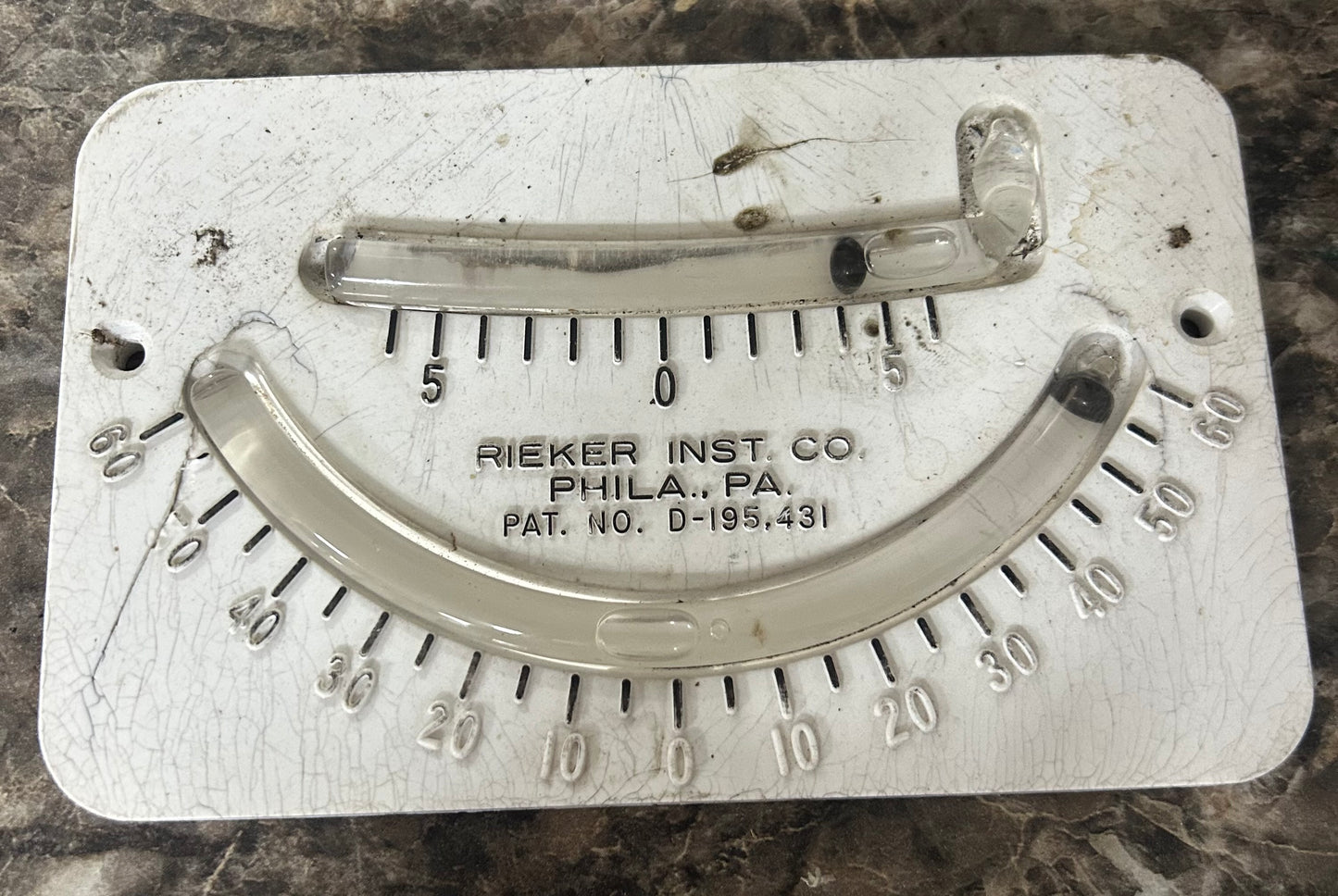 Rieker Marine Clinometer Inclinometer 6” x 3 3/4” Boat Heel Gauge