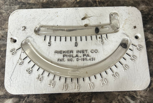 Rieker Marine Clinometer Inclinometer 6” x 3 3/4” Boat Heel Gauge