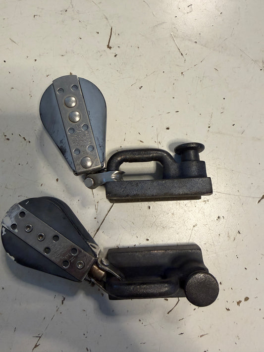 PAIR 1" Cast Bronze Track Cars With Harken Single Blocks