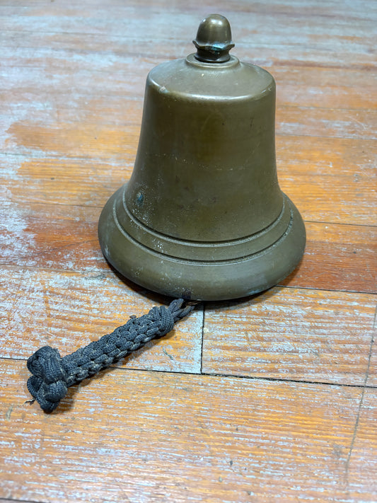 Large Vintage Bronze Ships Bell 7" height Base is 7 1/4" dia