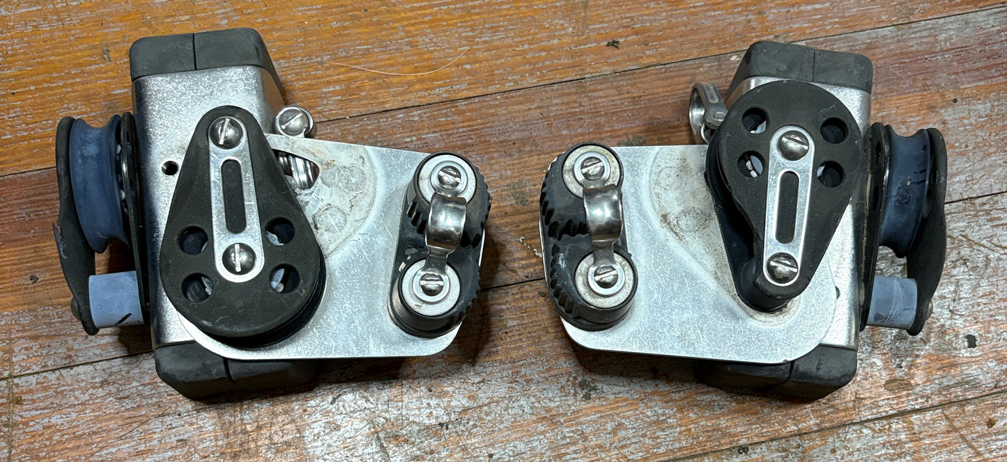 Viadana Track Ends for 1 3/8" Track with Ronstan Cam Cleats and Block PAIR