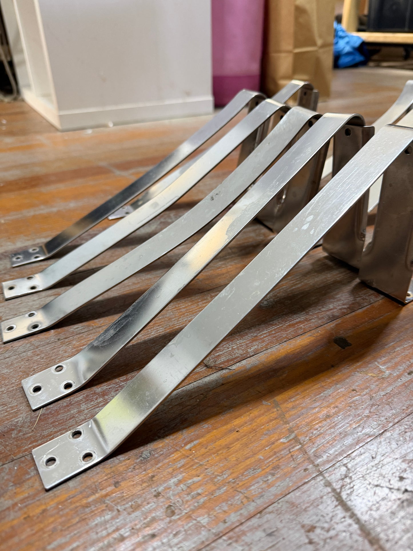 LOT of 11 Stainless Steel Mast Steps - BENT