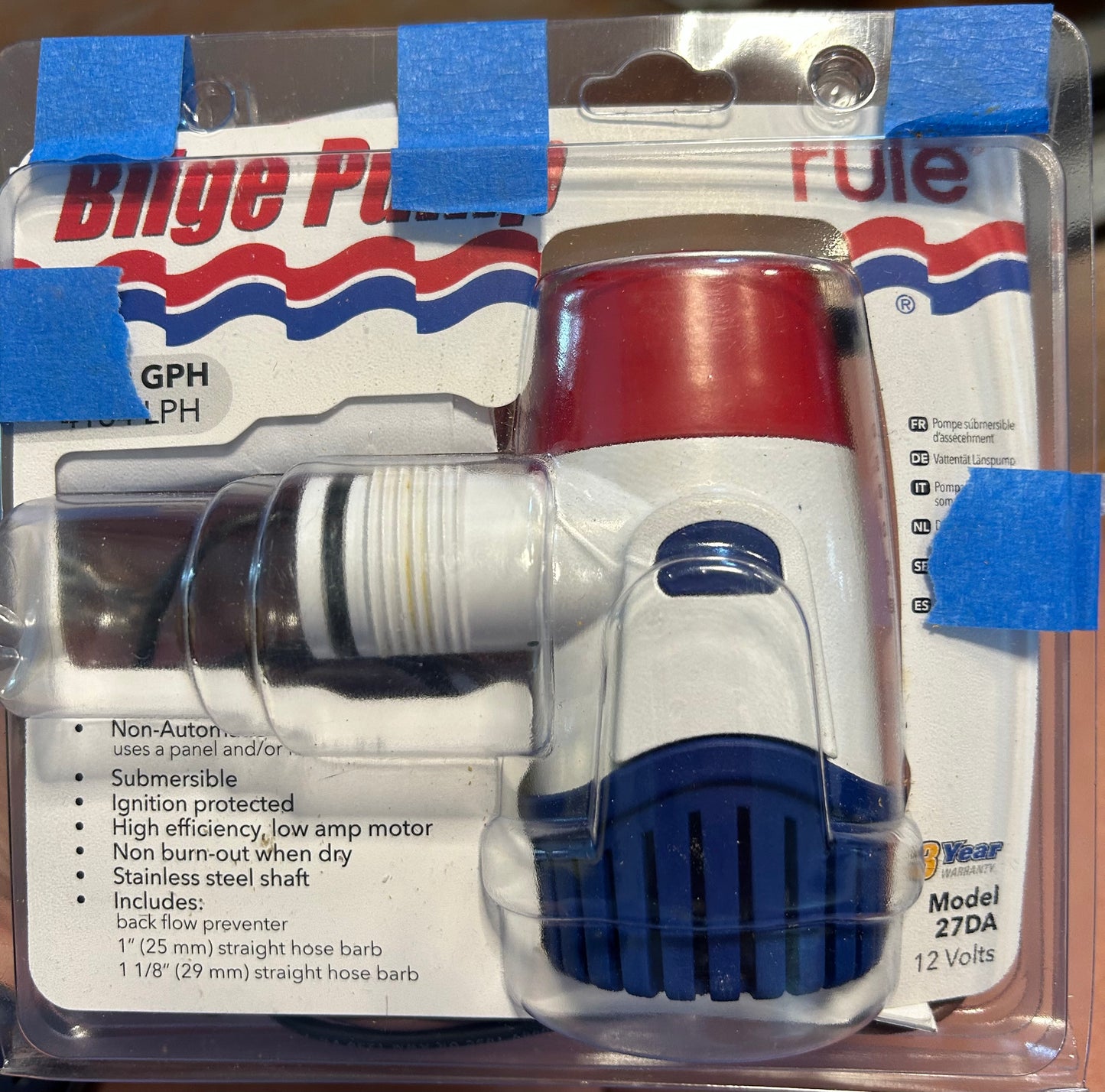 Rule 27DA 1100 GPH 12V Bilge Pump