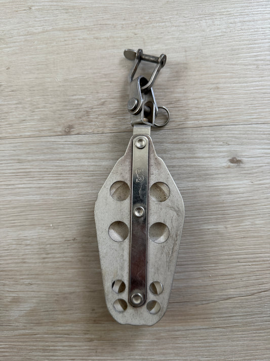 Schaefer Swivel Fiddle Block 2 1/8" & 1 1/2" Sheaves - 3/8" Line