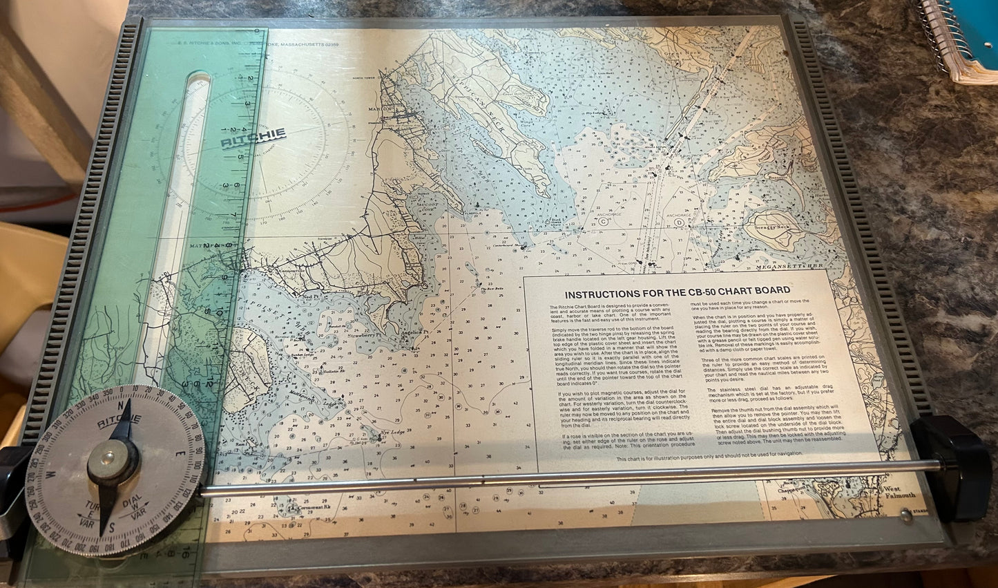 Ritchie CB-50 Chart Board Navigation Plotter 20 3/4” x 15 3/4”
