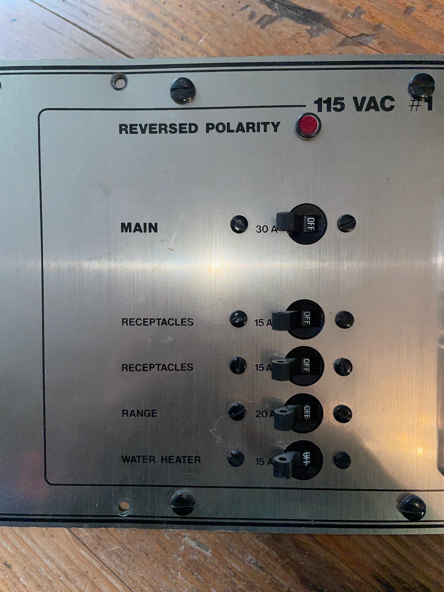 115 Volt AC #1 Panel- 5 Switch AC With AMP & Volt Meter