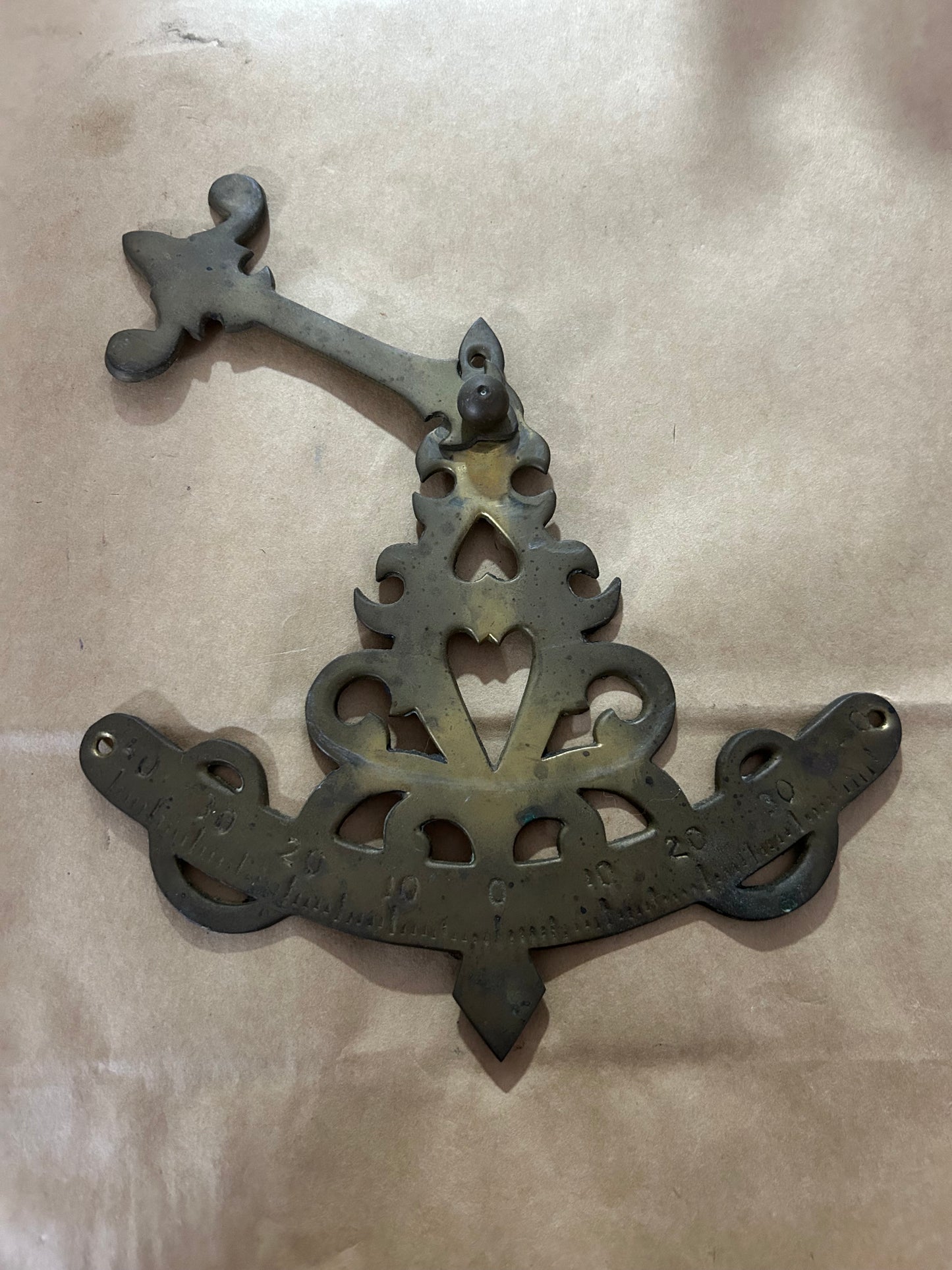 Brass Inclinometer Clinometer Angle Gauge 6 5/8” x 7 1/8"