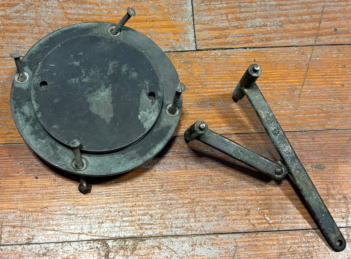 Vintage Bronze Deck Plate off of Downeaster 38 with Wilcox Crittenden Key/Spanner Wrench