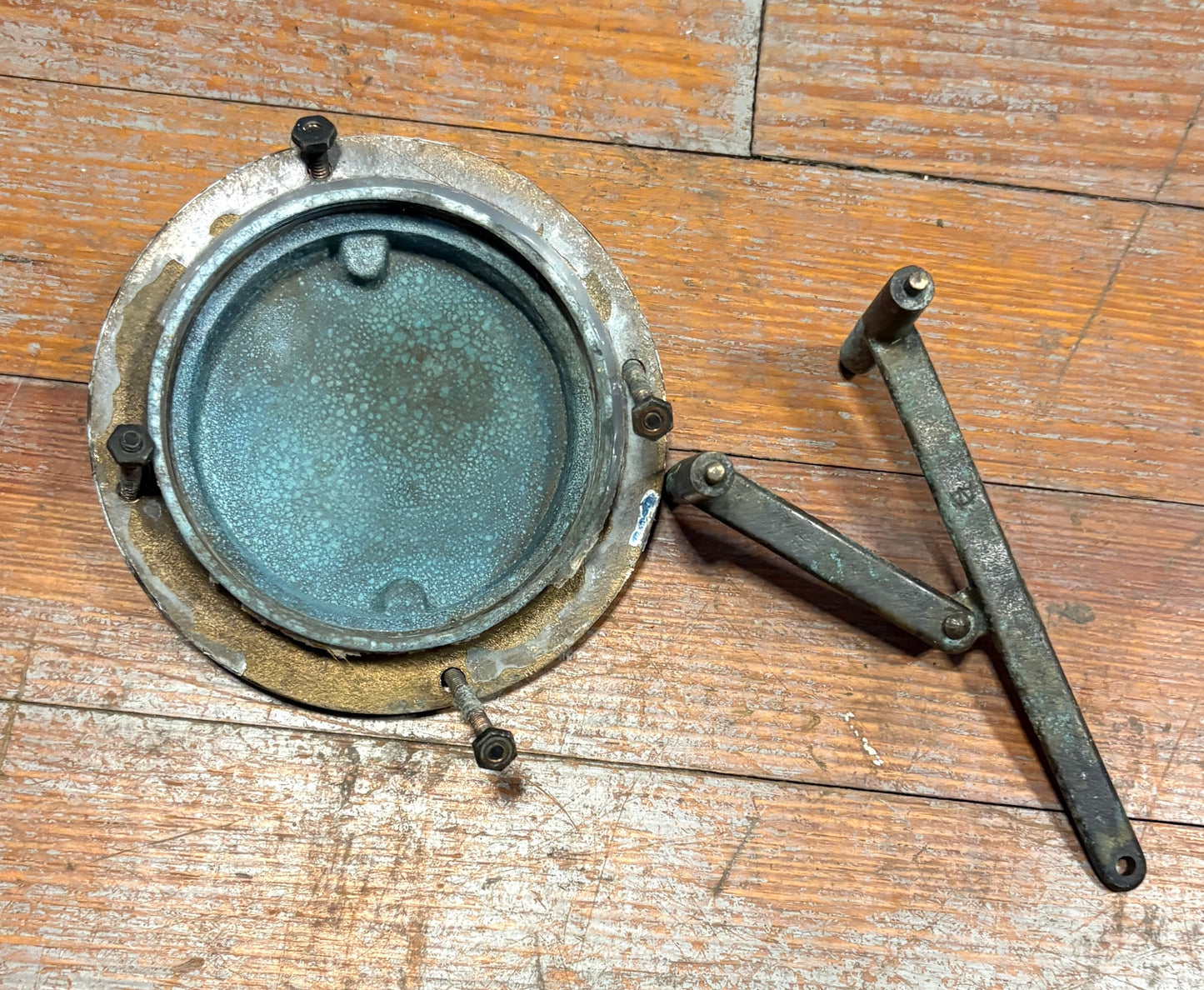 Vintage Bronze Deck Plate off of Downeaster 38 with Wilcox Crittenden Key/Spanner Wrench