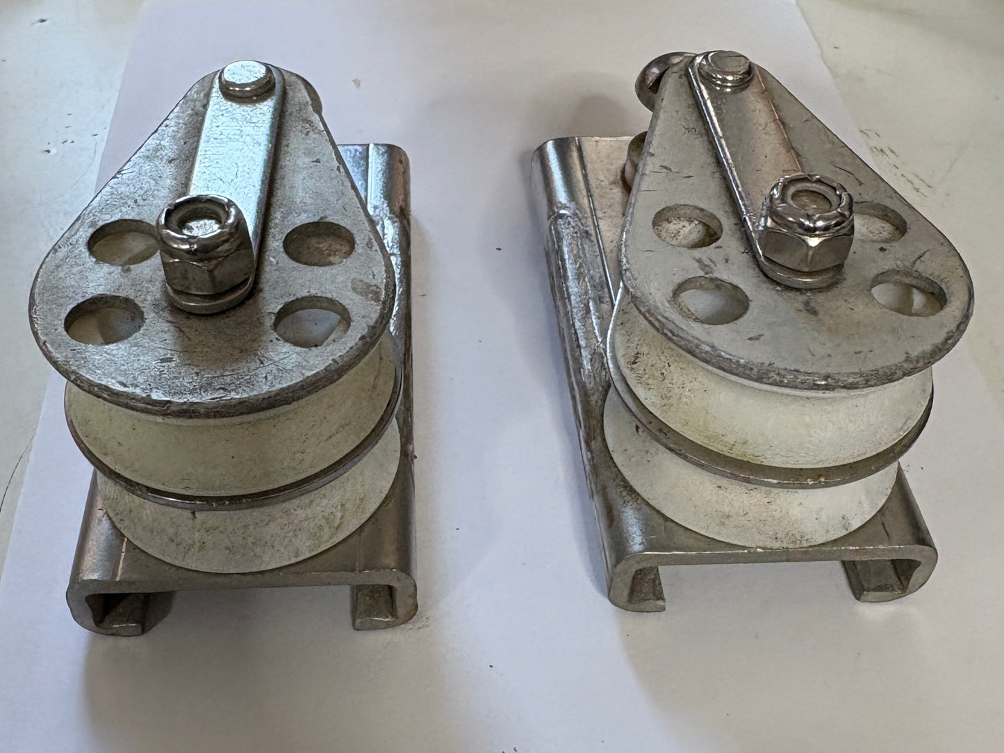 Stainless Steel Double Cheek Block Track Car 1 5/8" Track PAIR Screw top