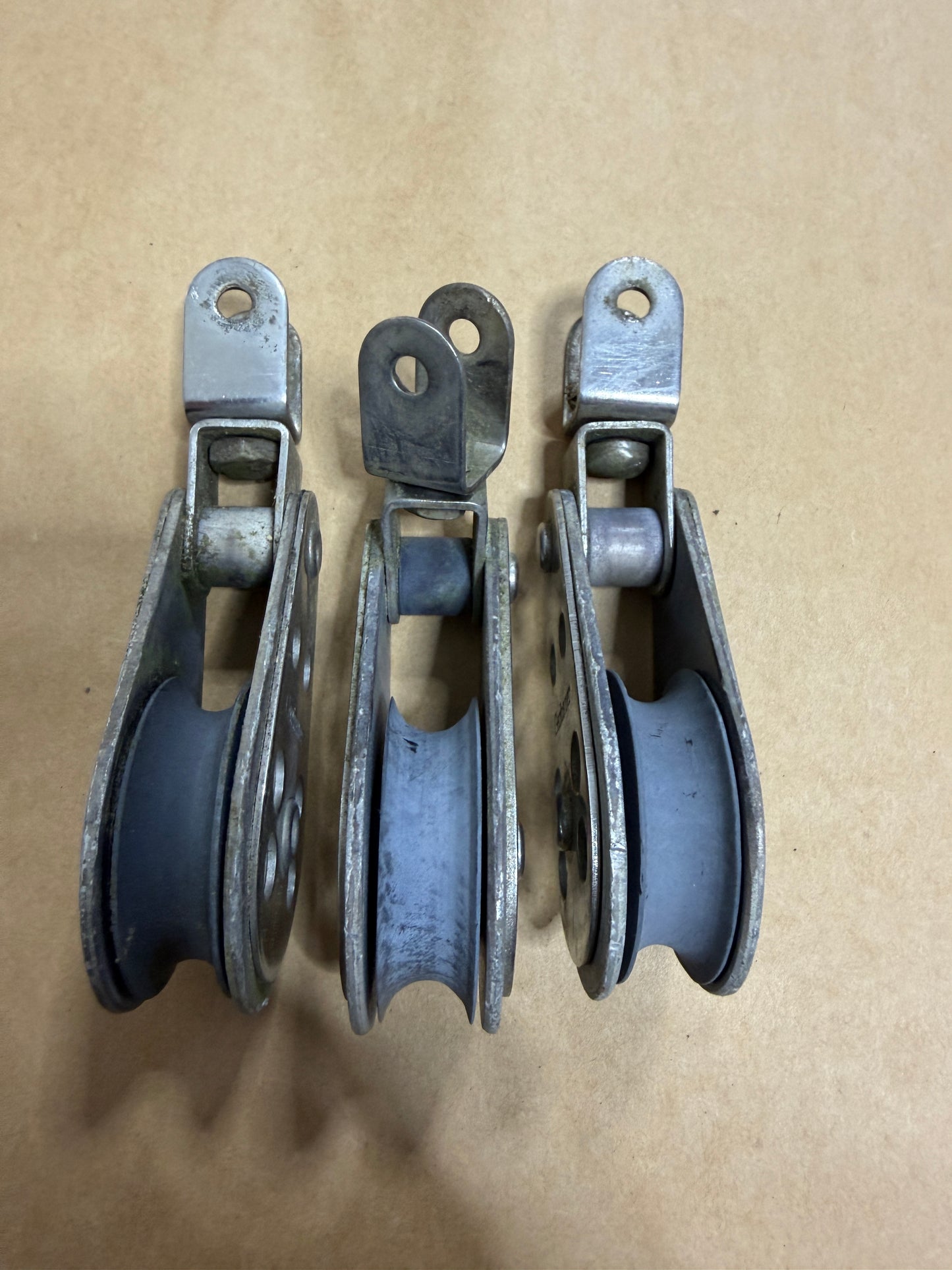 LOT OF 3 Garhauer Single Swivel Blocks - 1 5/8" Sheave - 3/8" Line Width