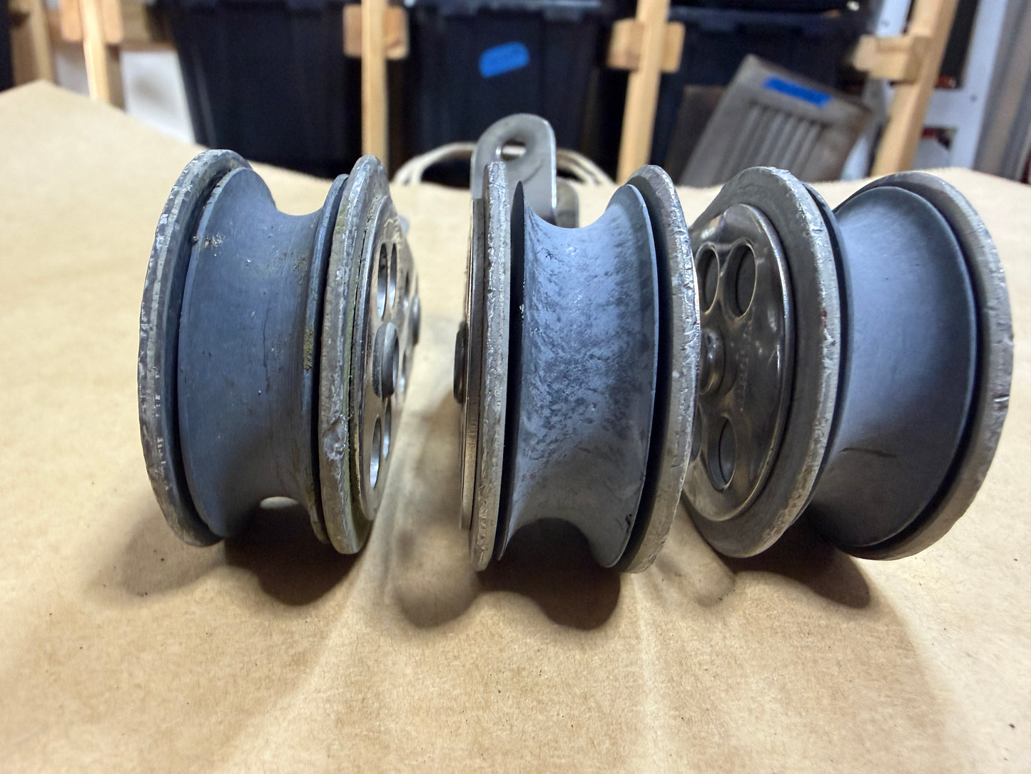 LOT OF 3 Garhauer Single Swivel Blocks - 1 5/8" Sheave - 3/8" Line Width