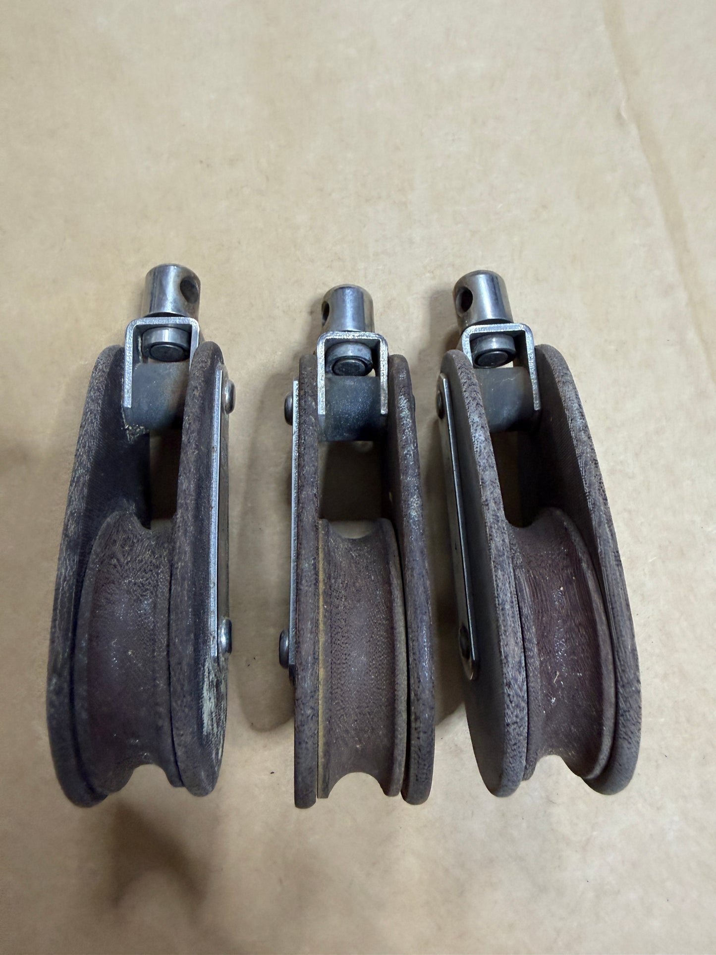 LOT OF 3 GIBB #4 Single Swivel Blocks - 1 7/8" Sheave - 5/16" Line Width
