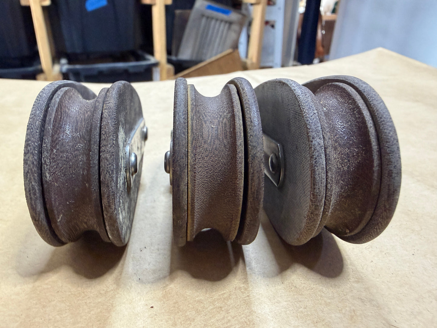 LOT OF 3 GIBB #4 Single Swivel Blocks - 1 7/8" Sheave - 5/16" Line Width