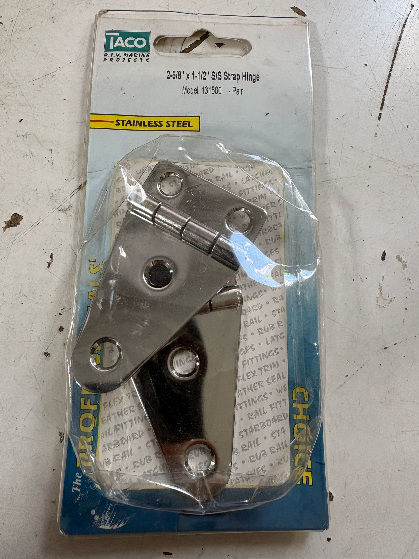 Taco Marine Stainless Steel 2 5/8" x 1 1/2" Strap Hinge Pair