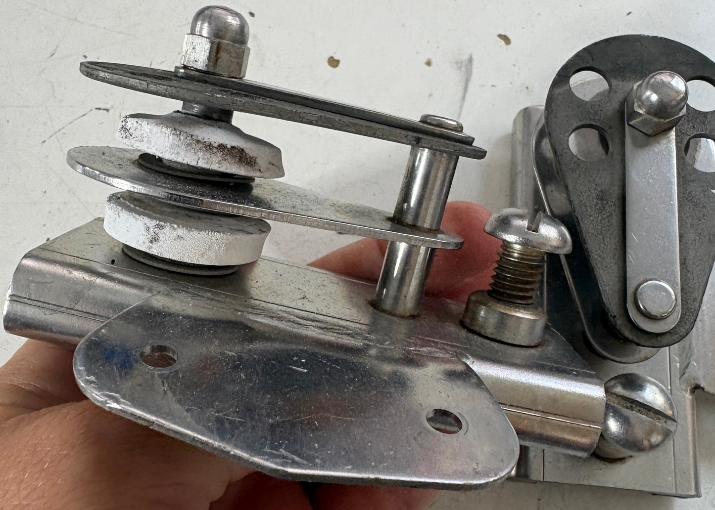 Double Cheek Block Track Car Pair for 1 1/2" track NEEDS NEW SHEAVES and CAMS