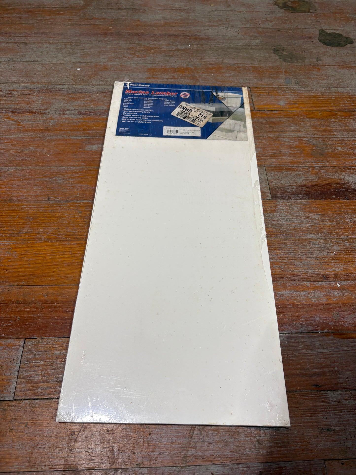 West Marine, Marine Lumber sheet white Polyethylene 12x27x1/2" NEW