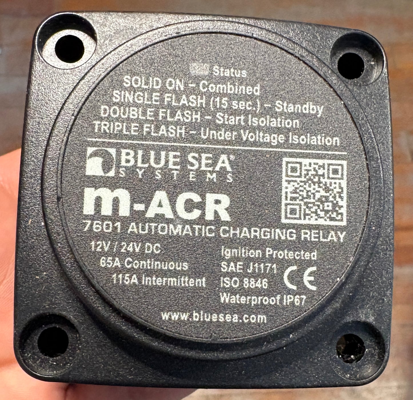 Blue Sea Systems 7601 m-Series Automatic Charging Relay, 12/24V DC, 65 Amp