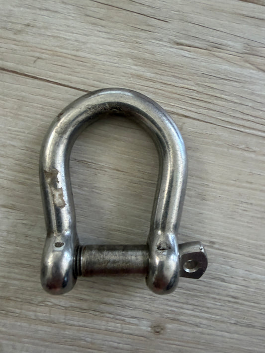 Large Stainless Steel Bow Shackle - 7/16" Pin Diameter - 7/8" Width