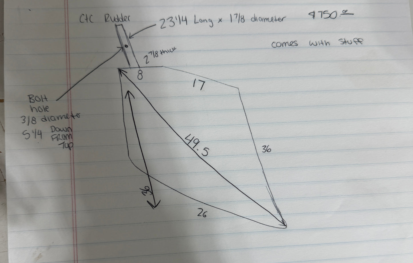 C&C 30 Rudder & Accessories