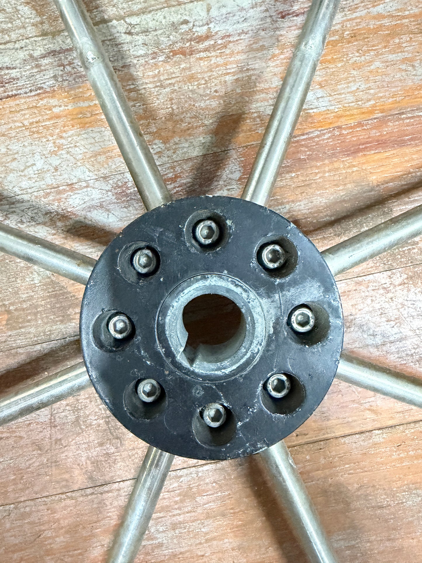 31.5" Teak and Stainless Steel Wheel - 1" Straight Keyed Shaft - Columbia 43
