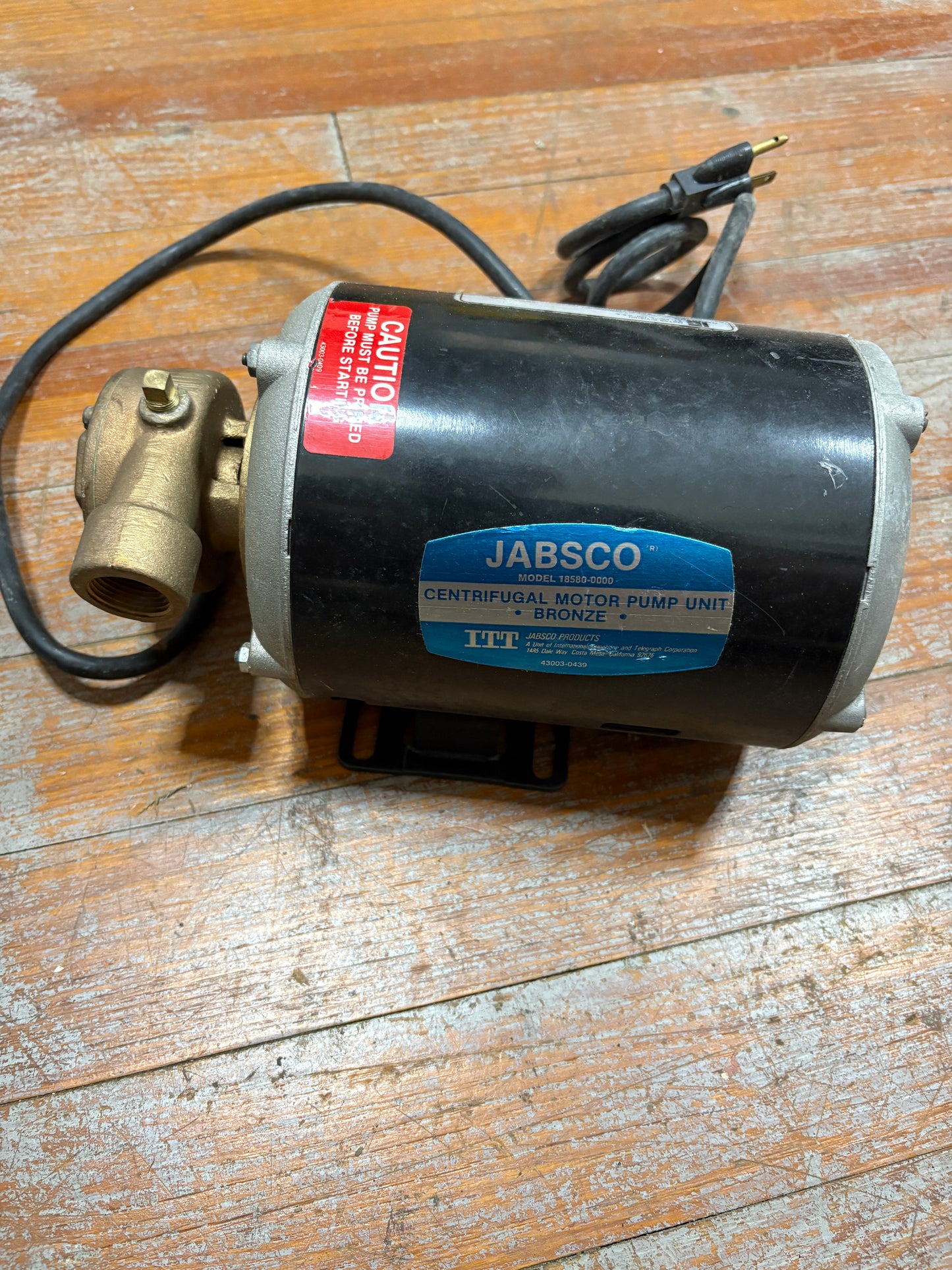 Jabsco Centrifugal Motor Pump Unit Bronze  Model 18580-0000