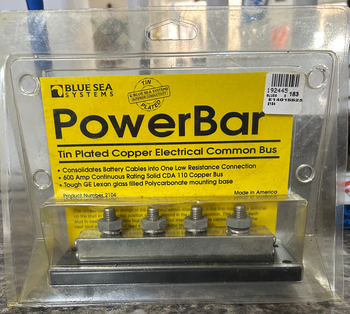Blue Sea Systems 2104 PowerBar 600A BusBar 4 x 3/8”-16 Studs