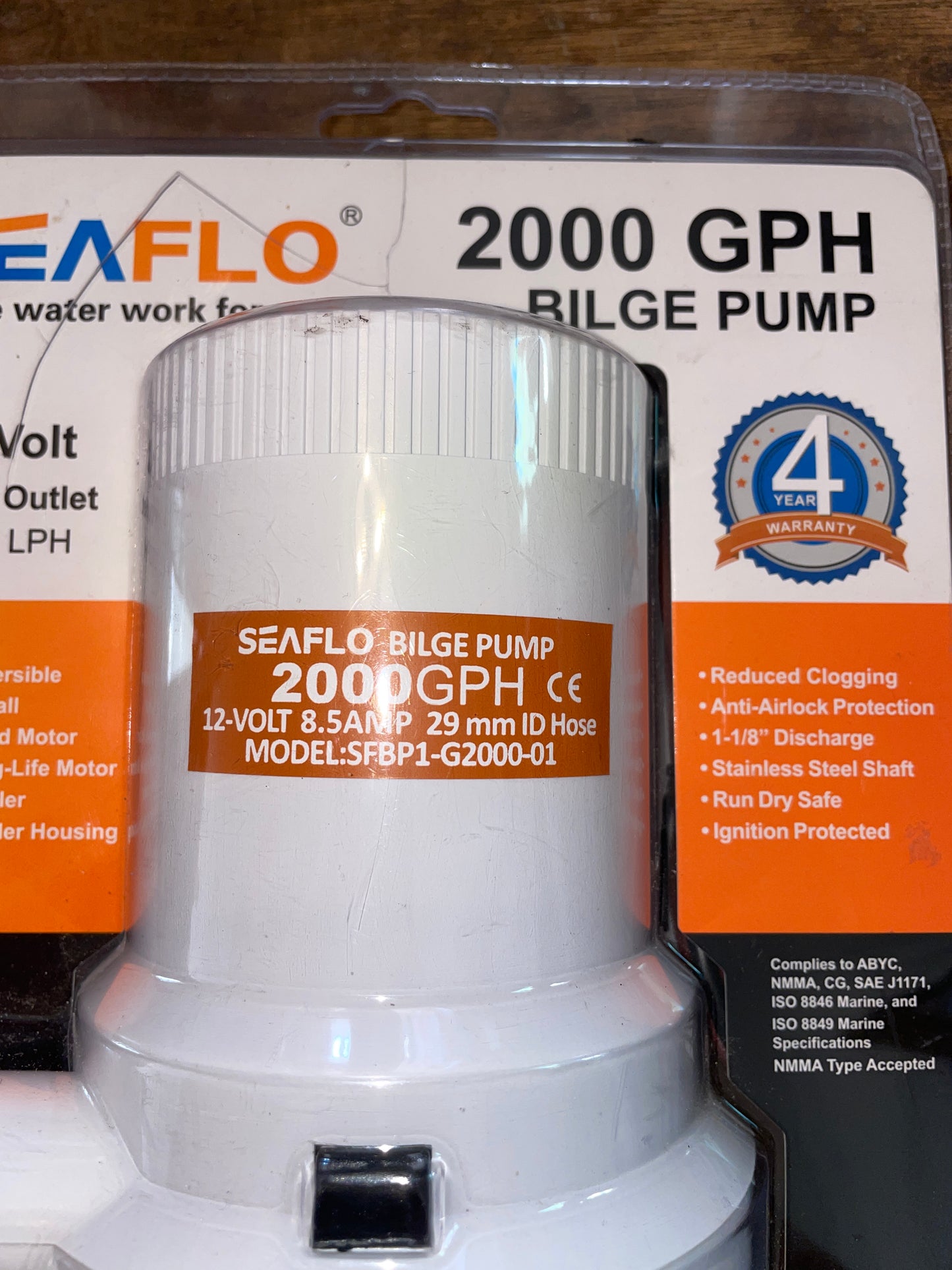 Seaflo 2000 GPH Bilge Pump- NEW