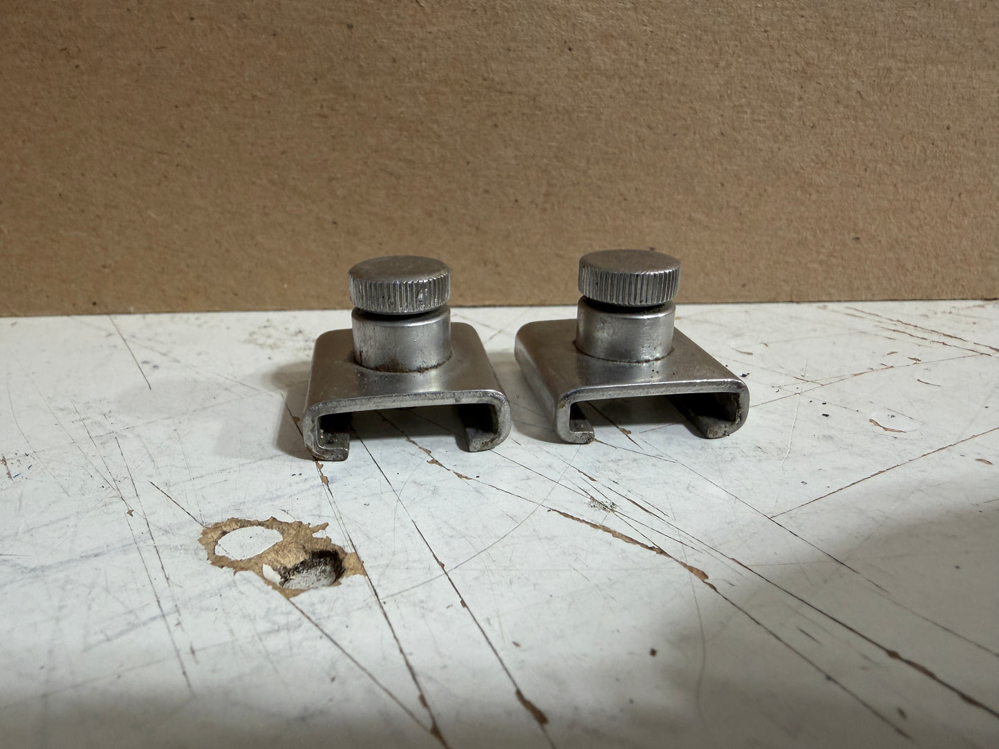 PAIR 3/4" Stainless Steel Screw Top Track Ends