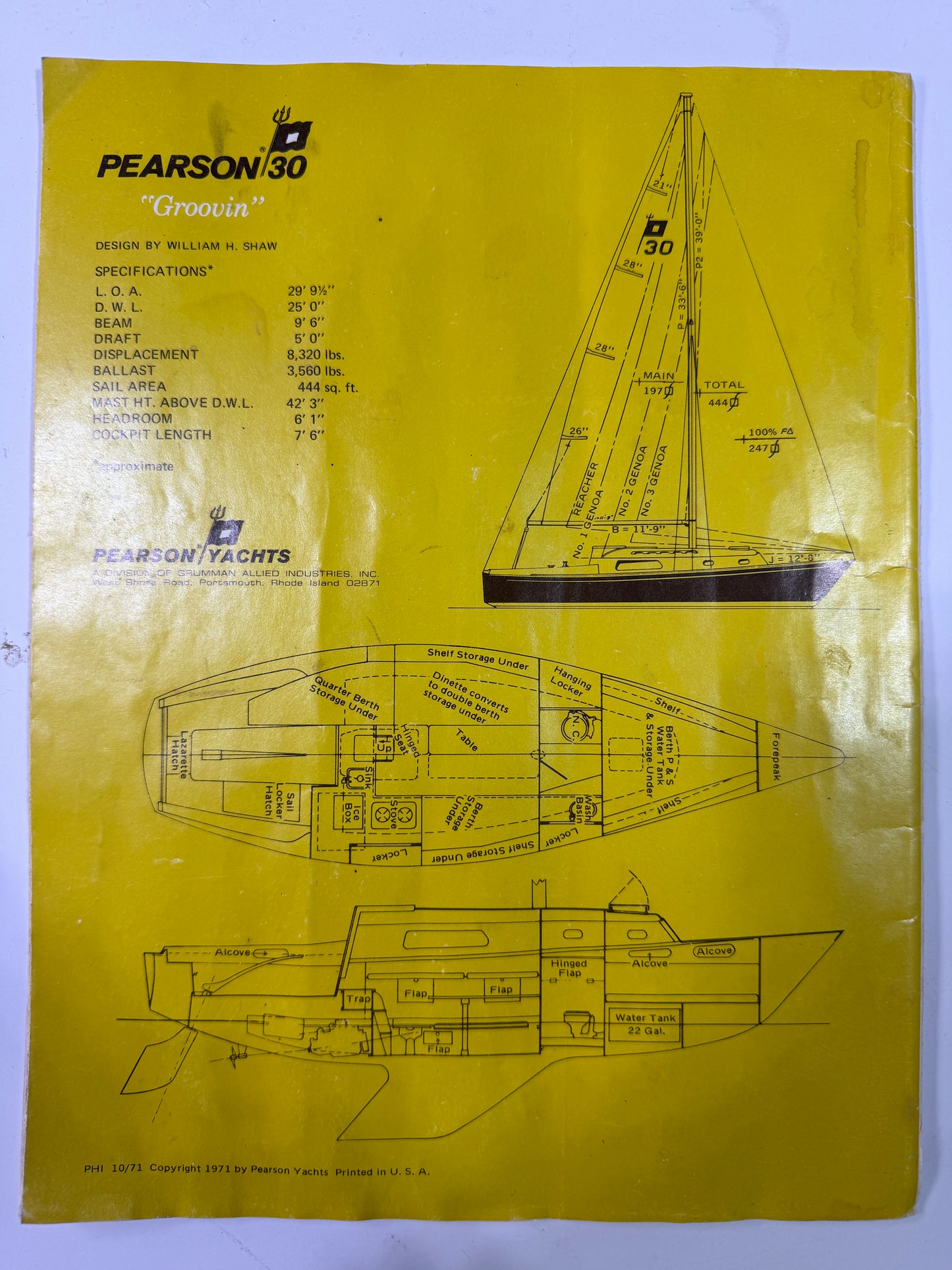 "Groovin" 1971 Pearson 30 Brochure