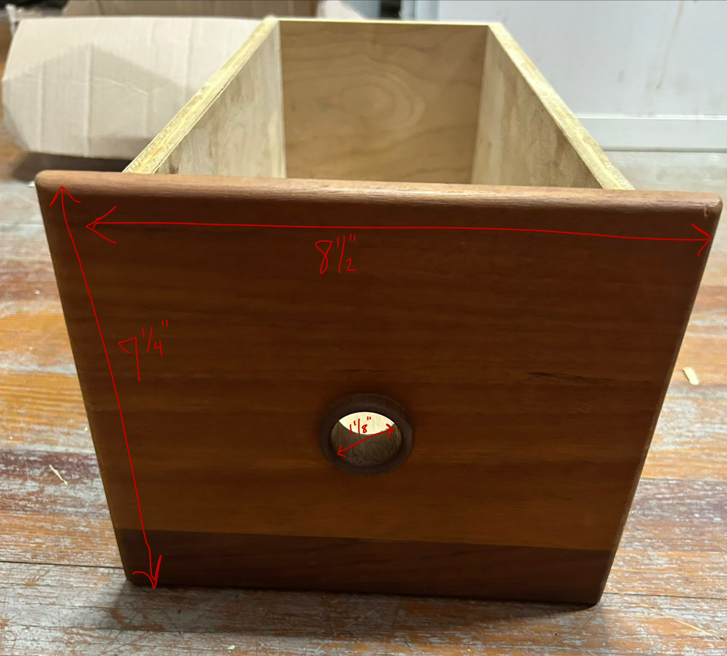 Teak Drawer Insert 18 1/4” Deep x 7 5/8” Wide x 6 1/2" Tall #364