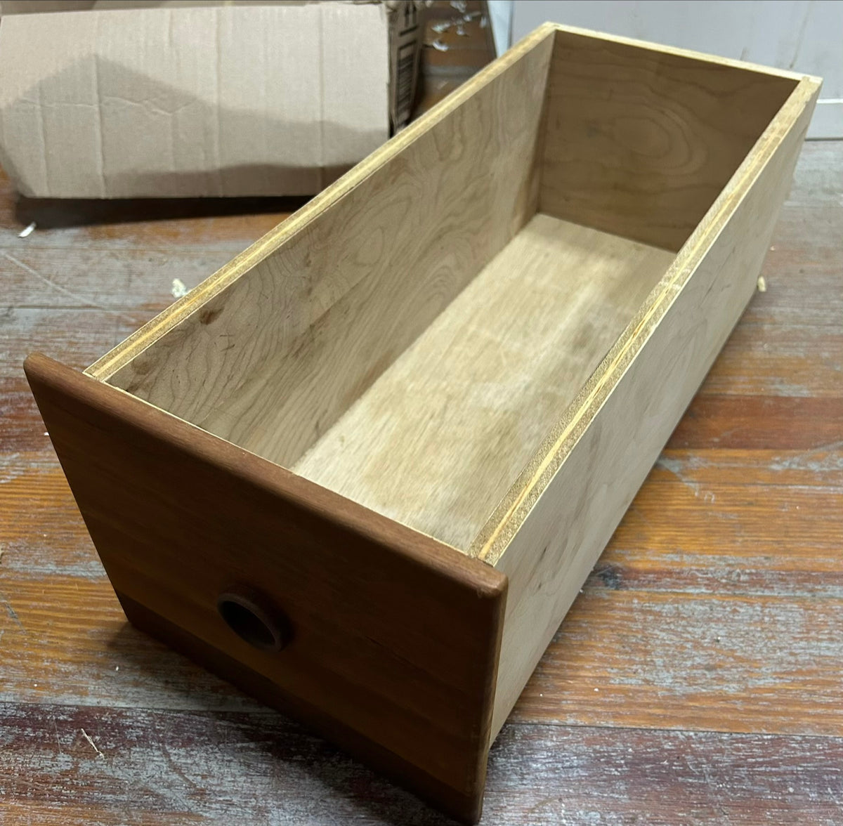Teak Drawer Insert 18 1/4” Deep x 7 5/8” Wide x 6 1/2" Tall #364