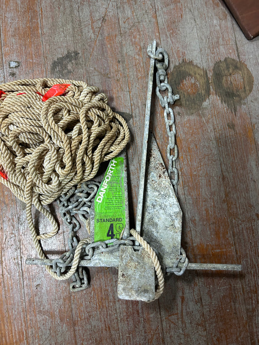 Danforth Standard 4S 6lb Anchor w/ Chain & Rope