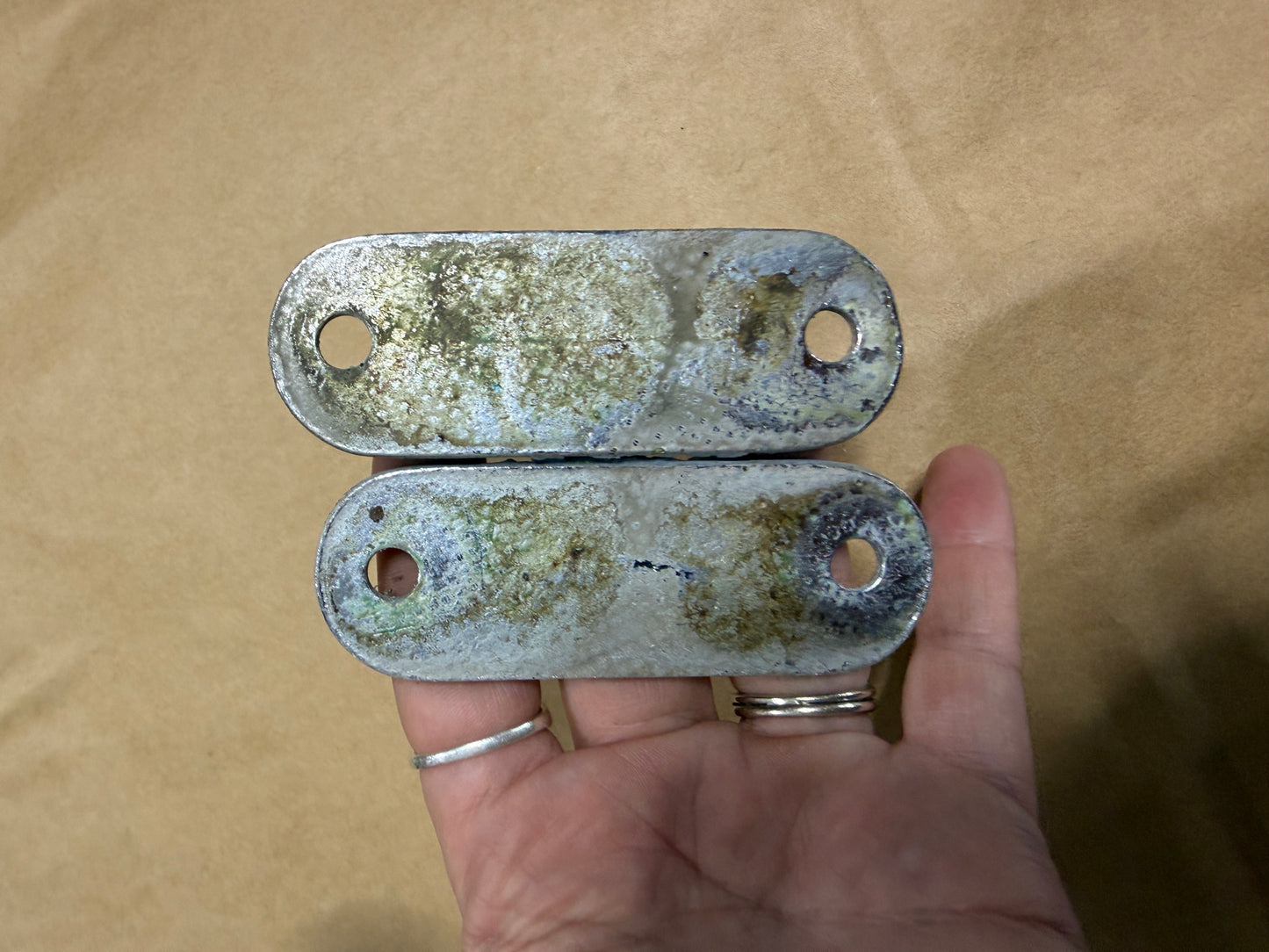 PAIR Chromed Bronze Pad Eyes - 3/4" x 1/2" Eye Width