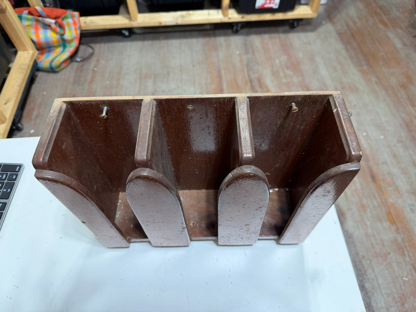 Teak Wall Dishwater (cup) Holder