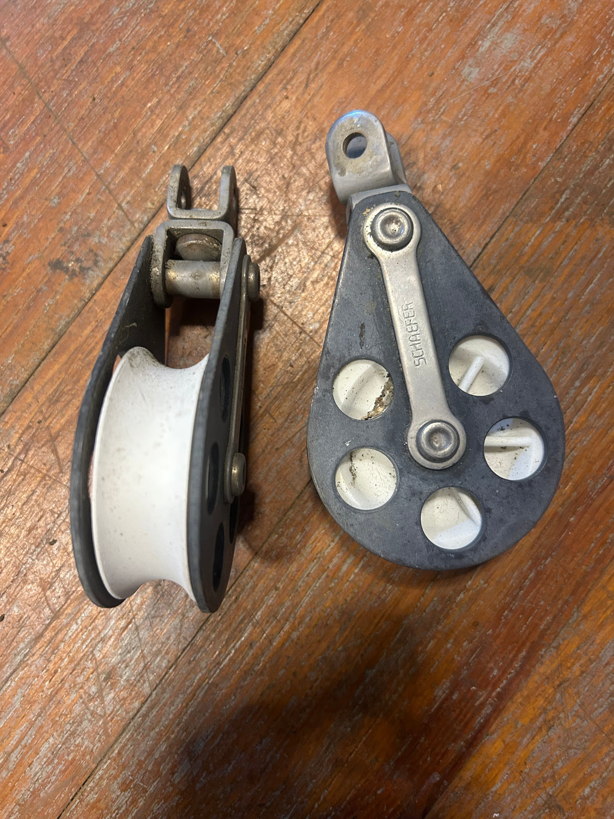 PAIR of Schaefer blocks w/ swivel eye 2 3/8" sheave