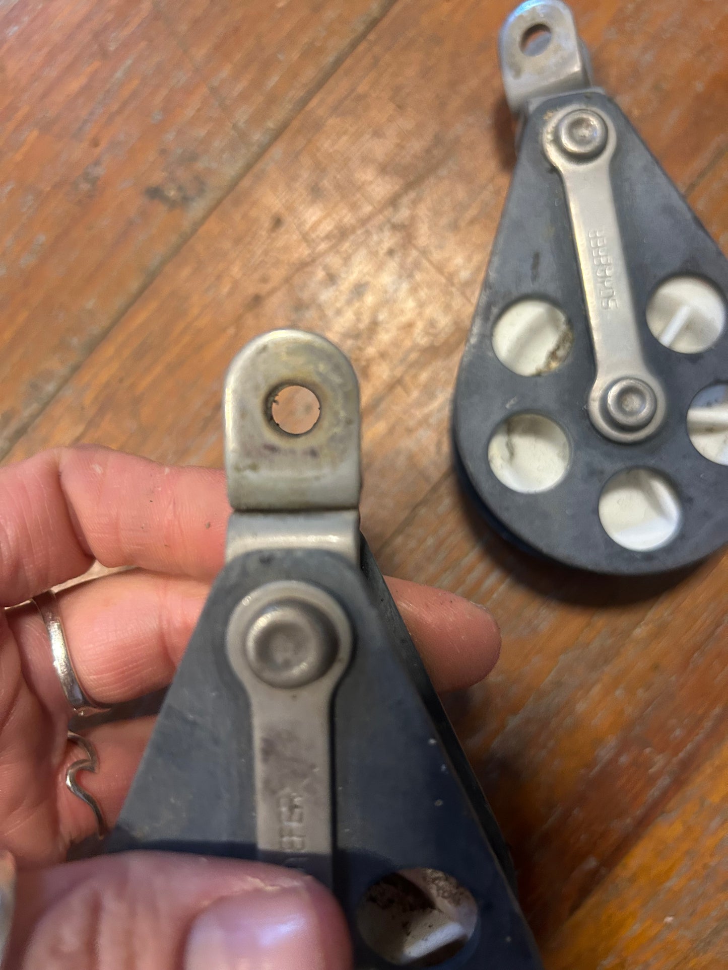 PAIR of Schaefer blocks w/ swivel eye 2 3/8" sheave