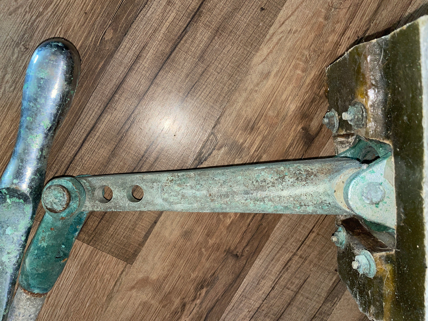Vintage Bronze Deck Mount Gear Shift With Handle