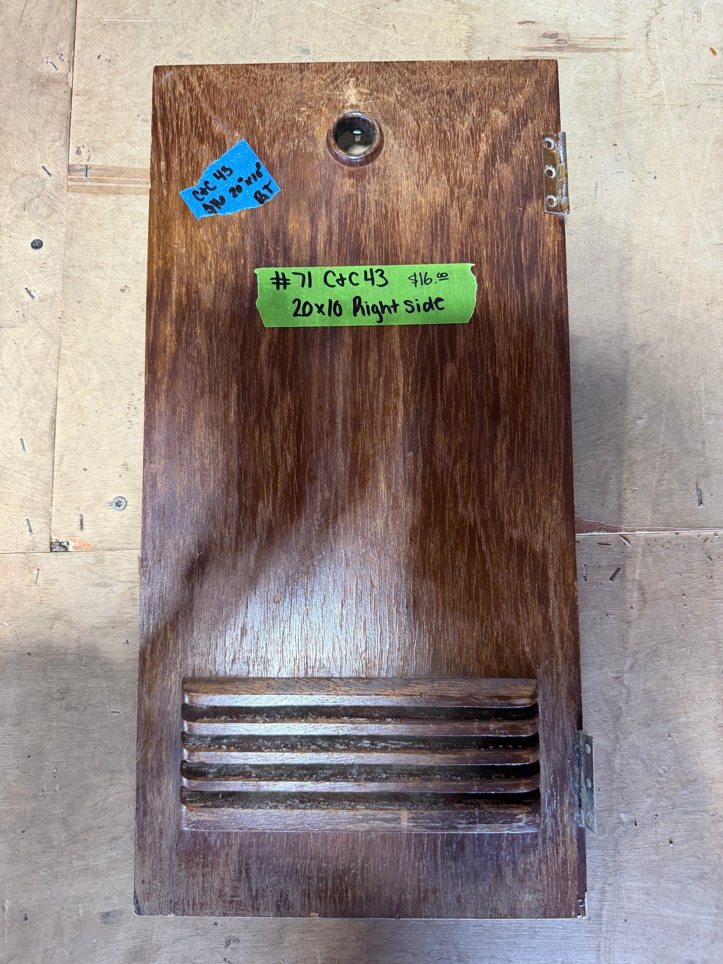C&C 43 Right Side Interior Wooden Door- 20” Long x 10” Wide #71
