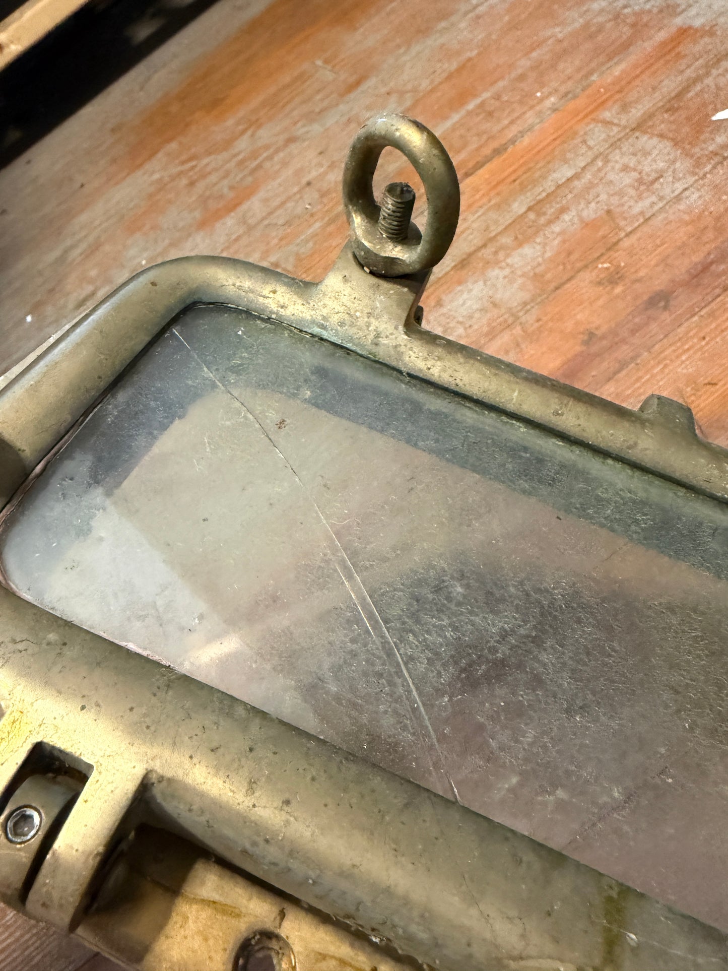 Opening Bronze Portlight / Porthole - ID: 12 3/8" x 5 1/4" x 1 1/2" Mounting Thickness - Cracked Glass