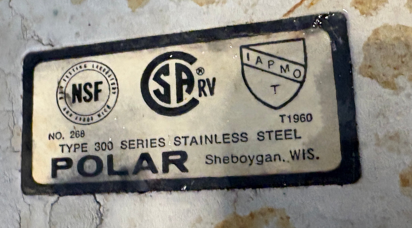 Polar Stainless Steel Sink drop in 17x13" OD