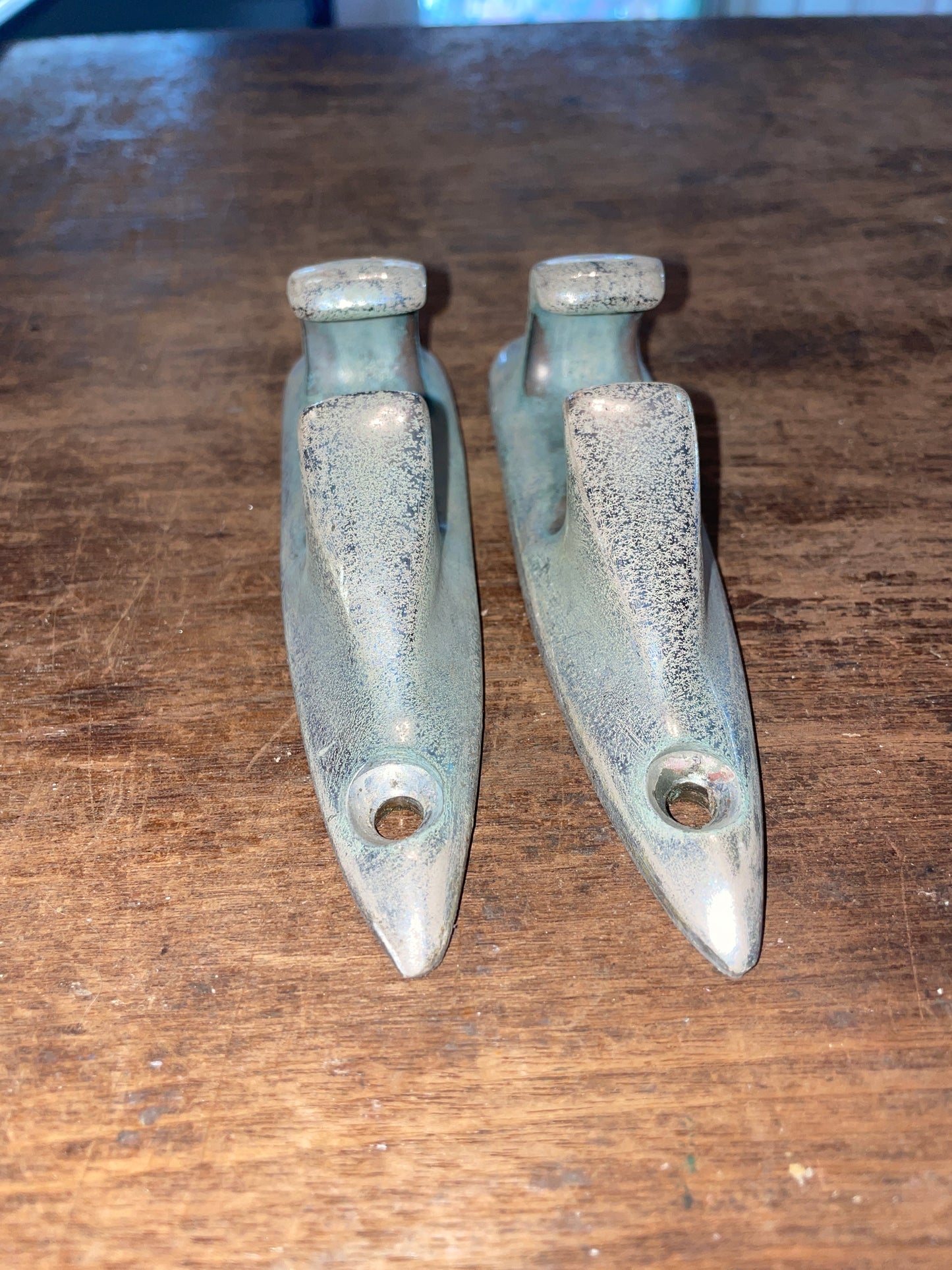 PAIR Vintage Chromed Bronze 6” Cleats OFF 34’ Chris Craft Constellation